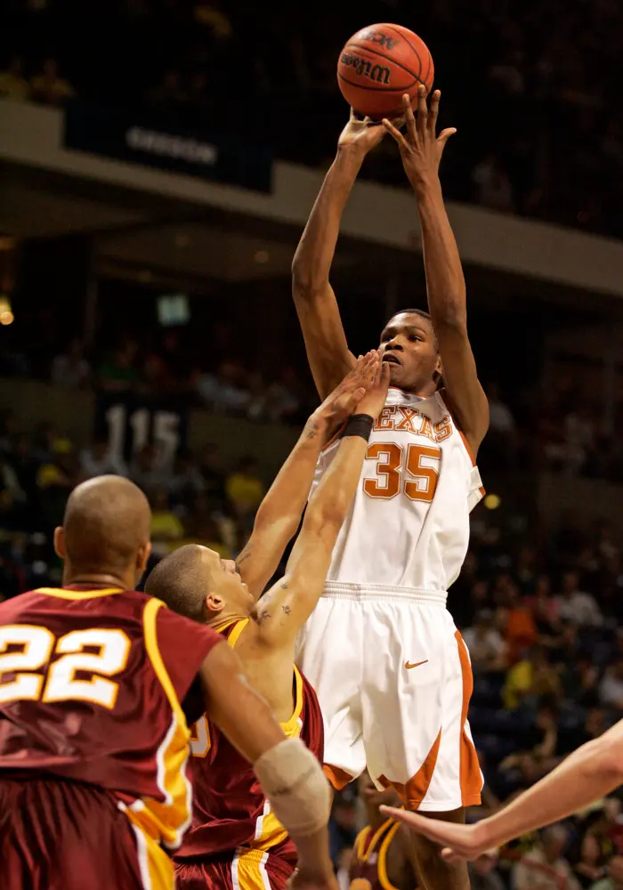 Kevin Durant shoots over USC in one of the greatest college basketball seasons of all time.